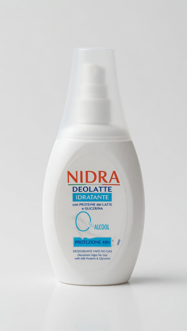 Nidra Deolatte Deodorante Vapo No-Gas 75ml, 48h protezione con proteine del latte e 0% alcool