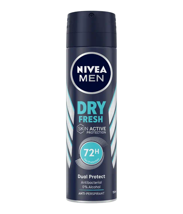 Nivea Men Dry Fresh Deodorante Spray 150ml – Antitraspirante 48h Dual Active – Protezione Extra-Asciutta 0% Alcool