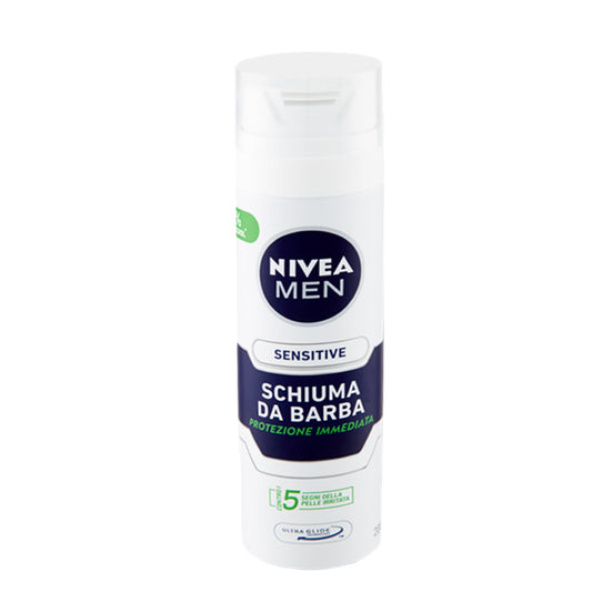 NIVEA MEN Schiuma Da Barba Sensitive Protezione Immediata 200ml – 0% Alcool – Con Camomilla & Hamamelis – Anti 5 Segni Irritazione