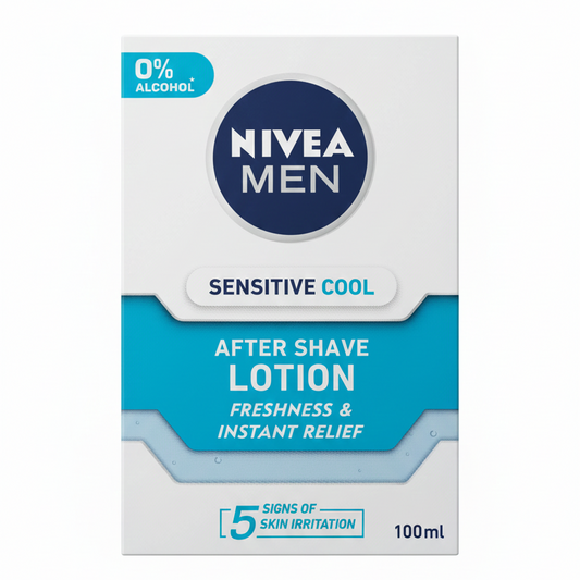 Nivea Men Sensitive Cool Lozione Dopobarba 100ml – 0% Alcool con Camomilla ed Estratti Marini – Soluzione Anti-Irritazione