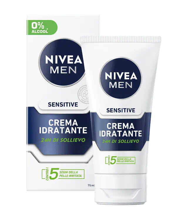 Nivea Men Sensitive Crema Viso Idratante 75ml – 0% Alcool – Anti-Irritazione 5 Segni con Camomilla e Hamamelis