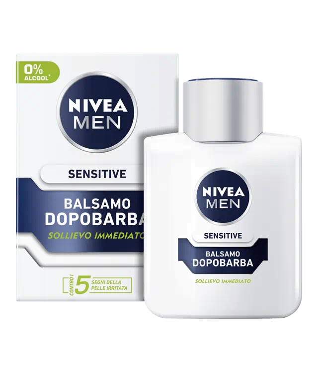 Nivea Men Sensitive Balsamo Dopobarba 100ml – 0% Alcool con Camomilla & Hamamelis – Soluzione Anti-Irritazione 5 Segni