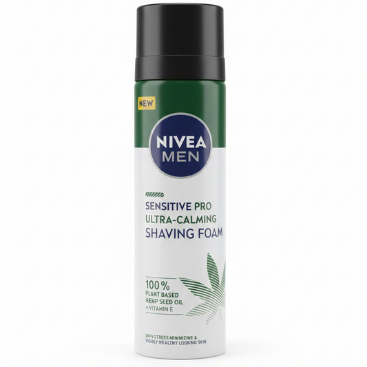 NIVEA Men Sensitive Pro schiuma da barba 200ml con canapa e vitamina E, anti-irritazione per pelli sensibili