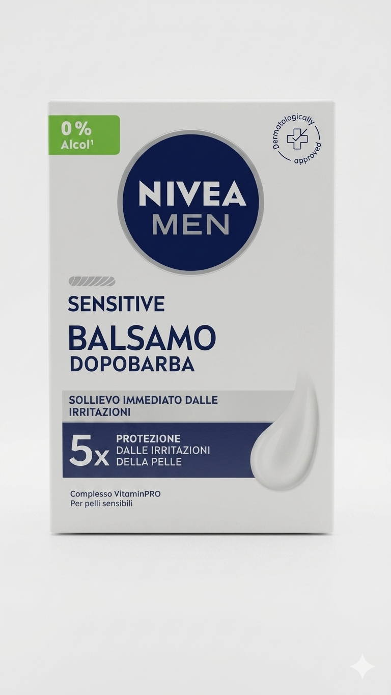 Nivea Men Sensitive Balsamo Dopobarba 100ml – 0% Alcool con Camomilla & Hamamelis – Soluzione Anti-Irritazione 5 Segni