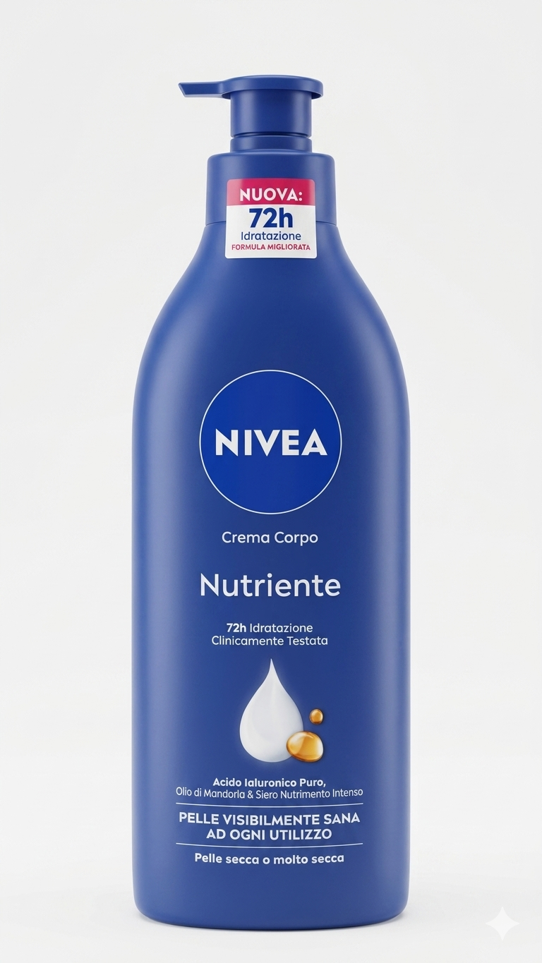 NIVEA Crema Corpo Nutriente 500ml | Idratazione Profonda 72h con Olio di Mandorla e Acido Ialuronico | Per Pelle Secca o Molto Secca