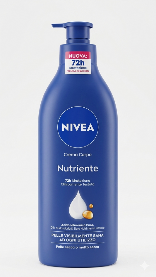 NIVEA Crema Corpo Nutriente 500ml | Idratazione Profonda 72h con Olio di Mandorla e Acido Ialuronico | Per Pelle Secca o Molto Secca