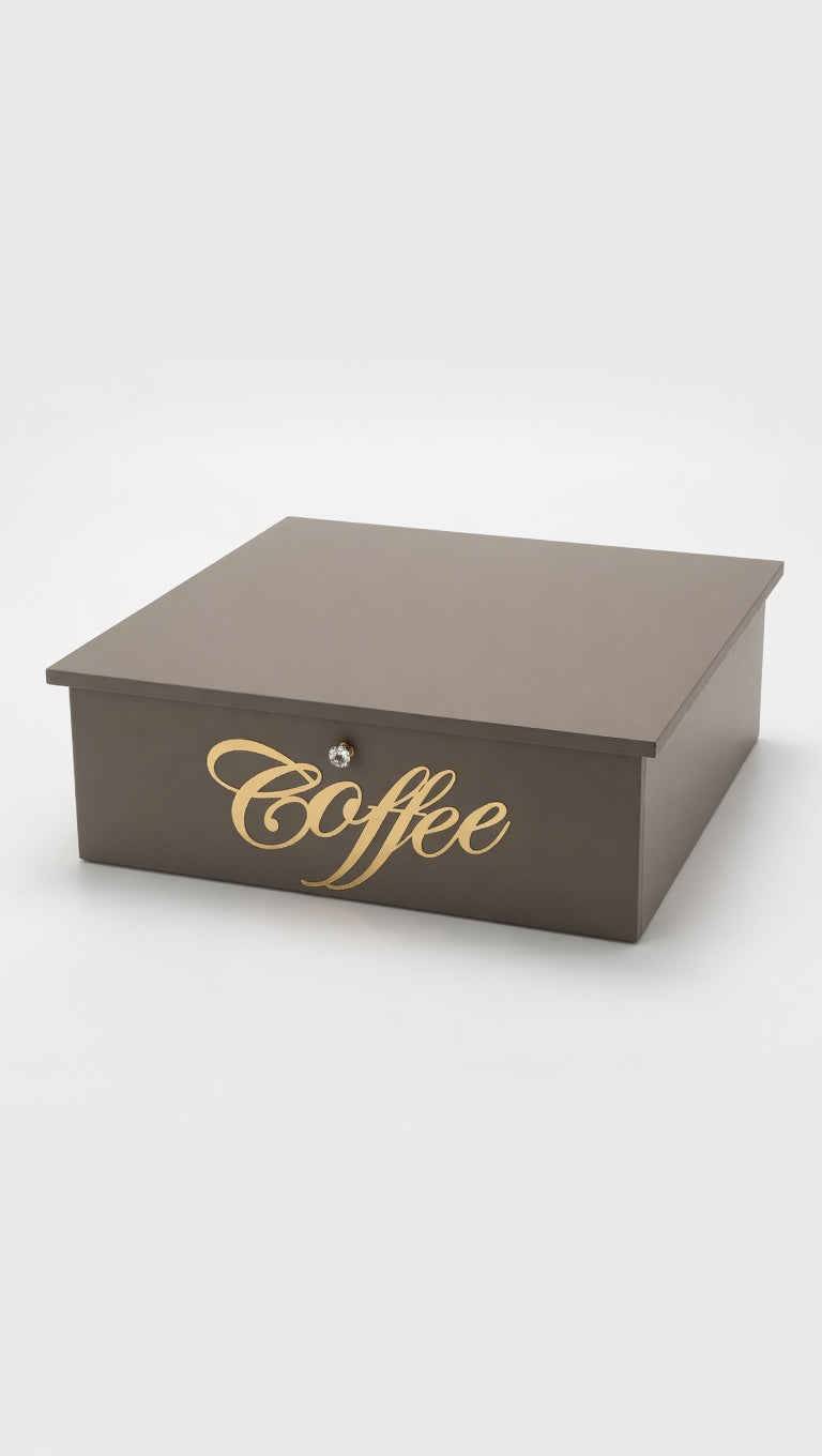 Emporio Cotton Porta Cialde da Caffè 30x30x10 cm | Cassetto Organizzatore a 7 Scomparti | Pomelli Diamantati