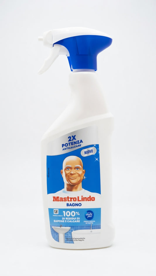 Mastro Lindo Bagno Spray 500ml | Anticalcare 2X Potenza con Tecnologia Anti-Goccia | Protegge e Lucida | Bottiglia Riciclabile