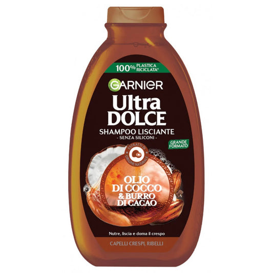 Garnier Ultra Dolce Shampoo Lisciante Olio di Cocco & Burro di Cacao | Anti-Crespo | Capelli Ribelli | Senza Siliconi | 400 ml