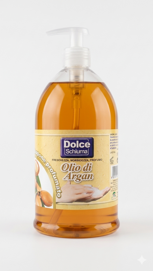 Dolce Schiuma Olio di Argan Sapone Liquido Nutriente Maxi Formato 1000 ml – Idratazione Profonda e Convenienza Professionale
