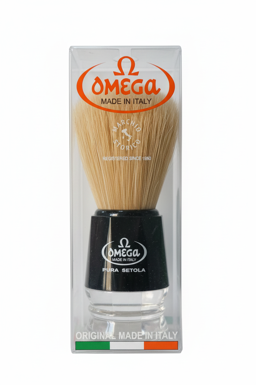 Omega Pennello da Barba Professionale – Pura Setola Sterilizzata – Marchio Storico (dal 1950) – Made in Italy – Art. 10019