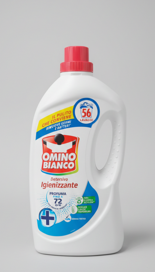 Omino Bianco Igienizzante Detersivo Lavatrice Liquido 2240ml – Protezione Professionale per Divise e Sport