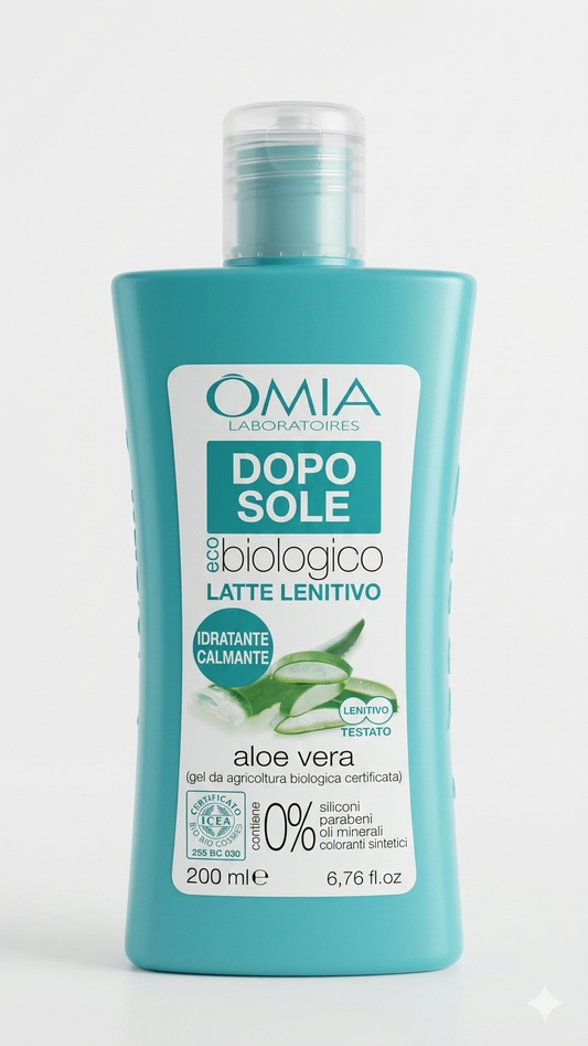 Omia Laboratoires Doposole Eco Biologico 200ml | Latte Lenitivo e Idratante con Aloe Vera Gel | Sollievo Immediato per Pelle Arrossata dal Sole | Senza Siliconi e Parabeni