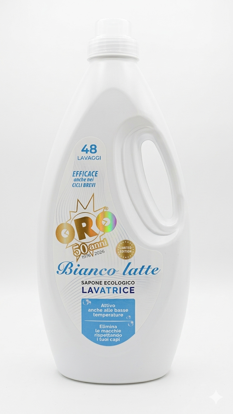 ORO Bianco Latte Sapone Ecologico Lavatrice 48 Lavaggi 2200 ml