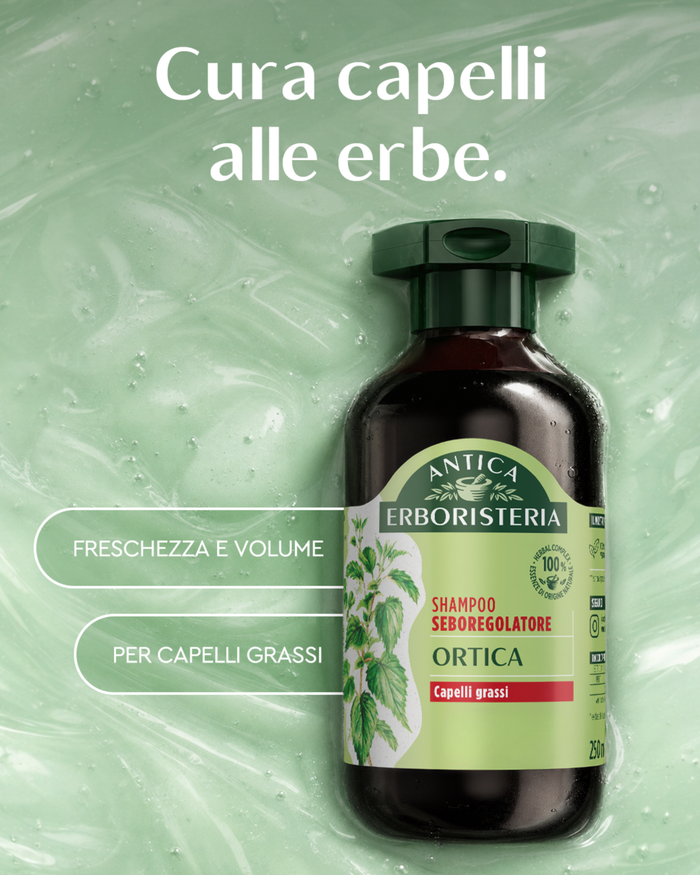 Antica Erboristeria Shampoo Seboregolatore Ortica 250ml – Formula Vegana per Capelli Grassi