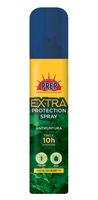 Prep Extra Protection Spray 100ml repellente con IR3535, protegge da zanzare e zecche giorno e notte, adatto dai 1 anno in su.