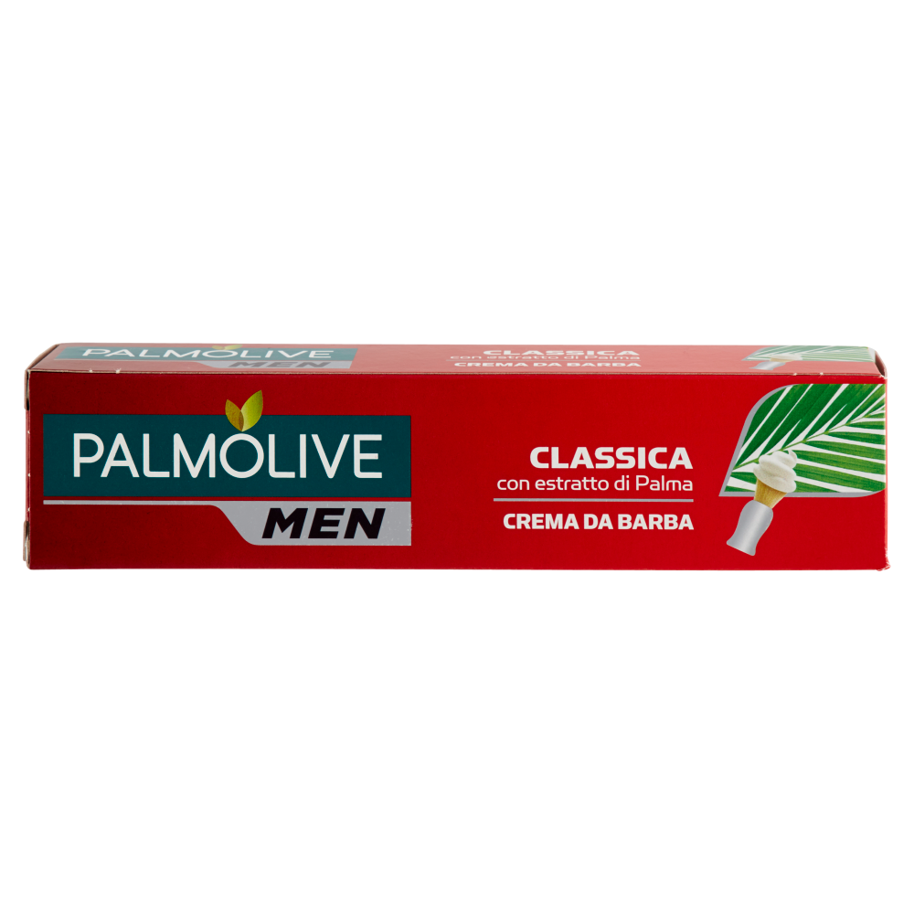 Palmolive Men Crema da Barba Classica 100ml, crema da rasatura con estratto di palma naturale, azione emolliente e anti-arrossamento, ideale per utilizzo con pennello