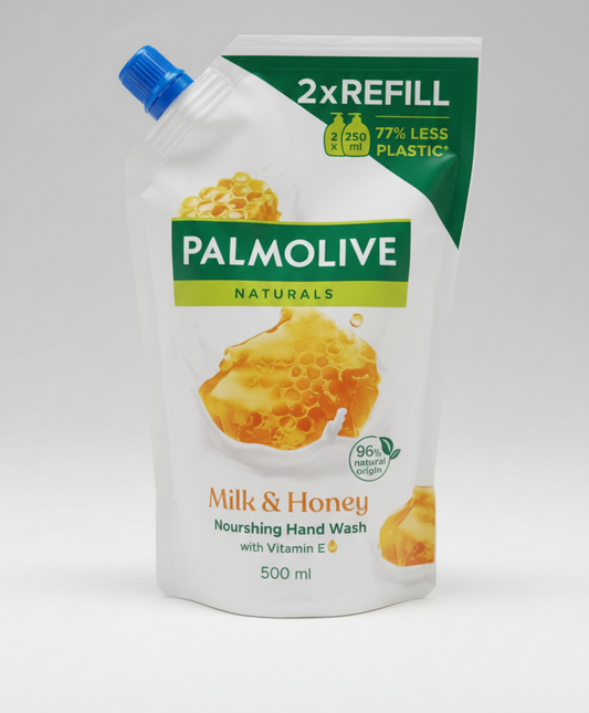 Palmolive Naturals Milk & Honey Eco Ricarica 500ml, sapone liquido nutriente con Vitamina E