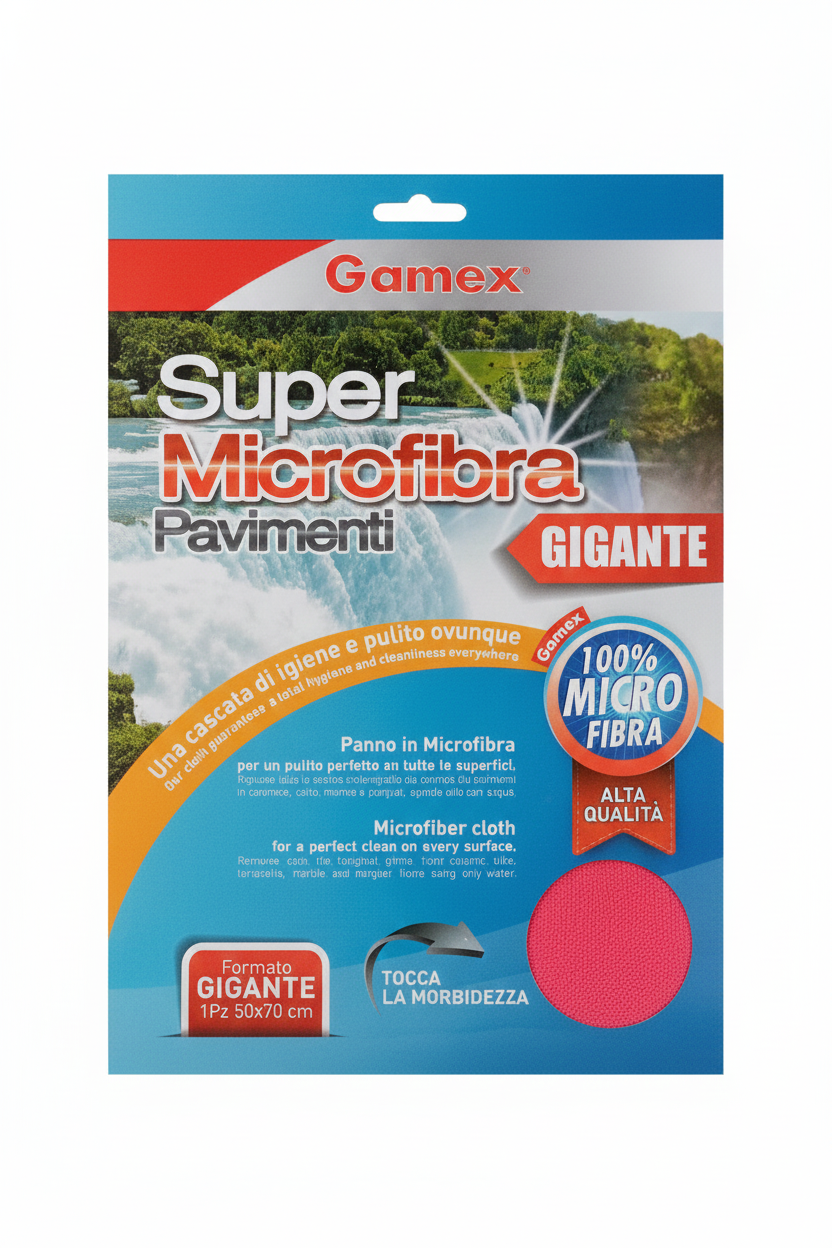 GAMEX Super Microfibra Pavimenti Gigante 50x70 cm – Panno Professionale High-Performance – Ultra Assorbente per Pavimenti e Auto