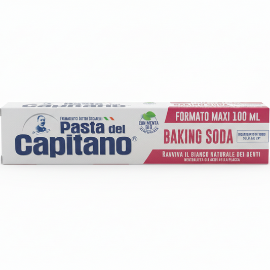 Pasta Del Capitano Dentifricio Baking Soda 100ml – Sbiancante Naturale al Bicarbonato di Sodio e Menta Bio