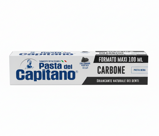 Pasta Del Capitano Dentifricio Carbone Attivo 100ml – Pasta Nera Sbiancante Naturale – Azione Anti-Macchia