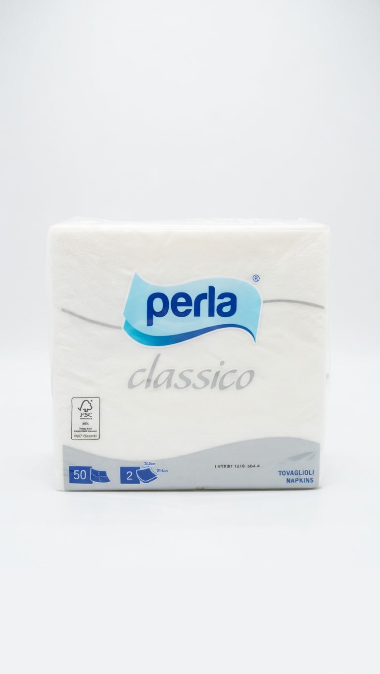 PERLA Tovaglioli di Carta 33x33 cm | 50 Pezzi | Doppia Ovatta 2 Veli | Morbidi e Resistenti per Tavola ed Eventi