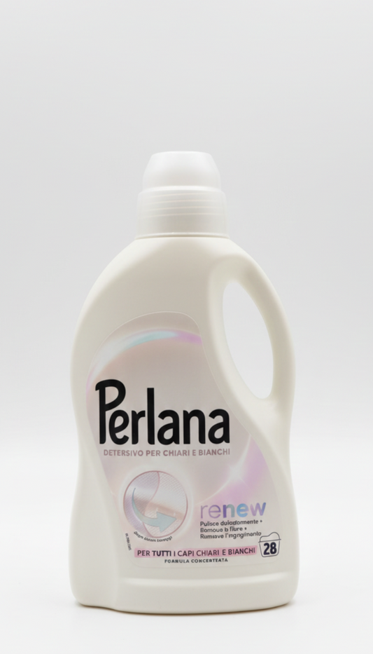Perlana Renew Bianchi e Chiari Detersivo Liquido 1,4 Litri 28 Lavaggi | Rinnova Fibre e Bianco Brillante