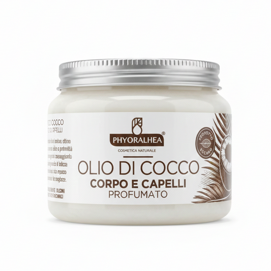 Phyoralhea Olio di Cocco Profumato 250ml corpo e capelli, nutriente ed emolliente naturale vegano, senza siliconi e coloranti.