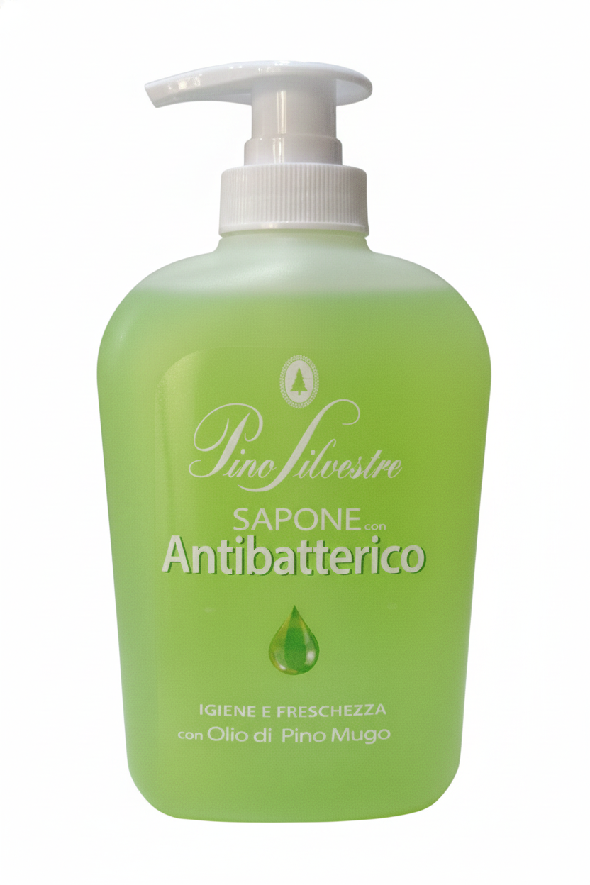 Pino Silvestre Sapone Liquido Antibatterico 300ml con Olio di Pino Mugo, igienizzante mani e anti odore.