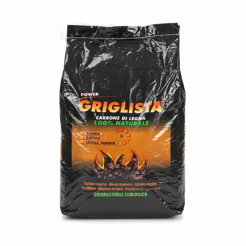 Power Grillista Carbone di Legna 100% Naturale | Combustibile Ecologico | Accensione Sicura, Rapida e Lunga Durata | Ideale per Pesce, Verdure e Carne