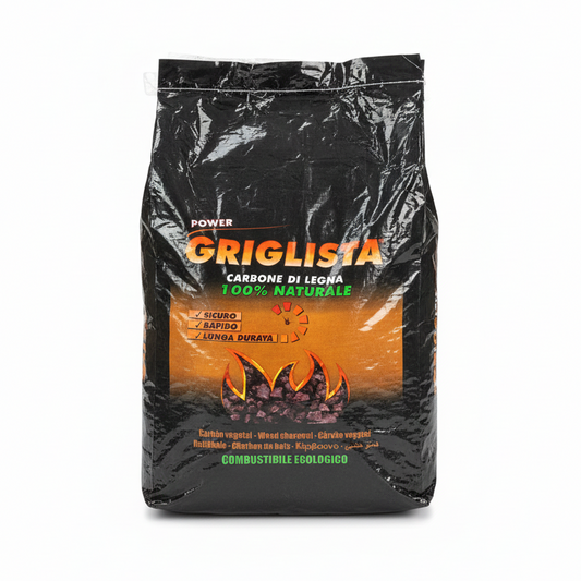 Power Grillista Carbone di Legna 100% Naturale | Combustibile Ecologico | Accensione Sicura, Rapida e Lunga Durata | Ideale per Pesce, Verdure e Carne