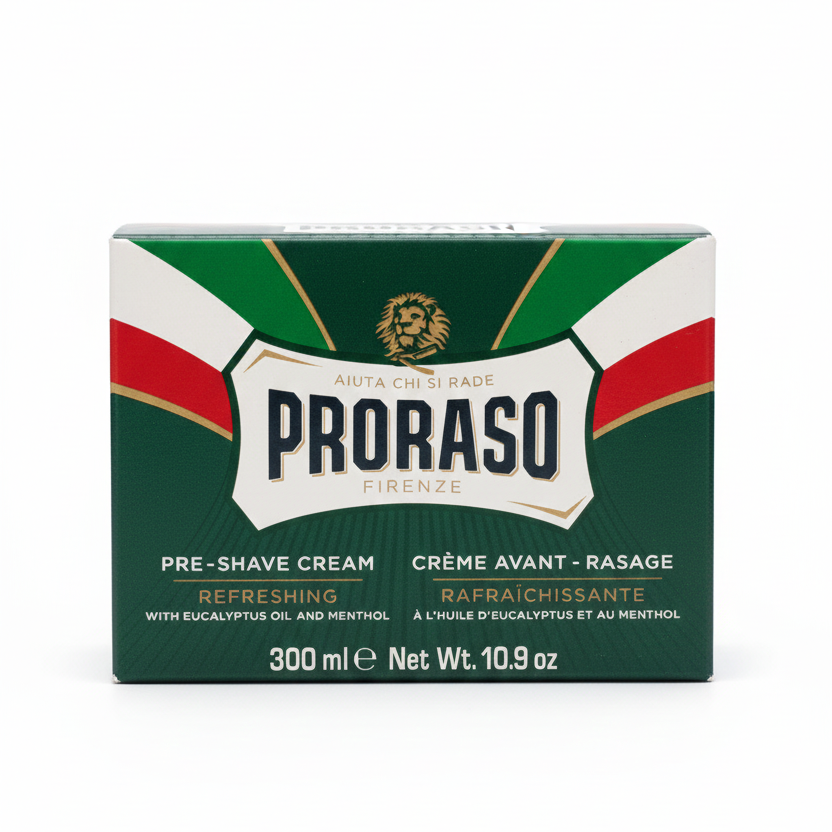 Crema pre barba Proraso Linea Verde 300ml formato professionale con eucalipto e mentolo per rasatura rinfrescante e preparazione della pelle