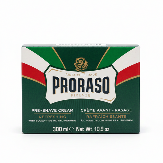 Crema pre barba Proraso Linea Verde 300ml formato professionale con eucalipto e mentolo per rasatura rinfrescante e preparazione della pelle