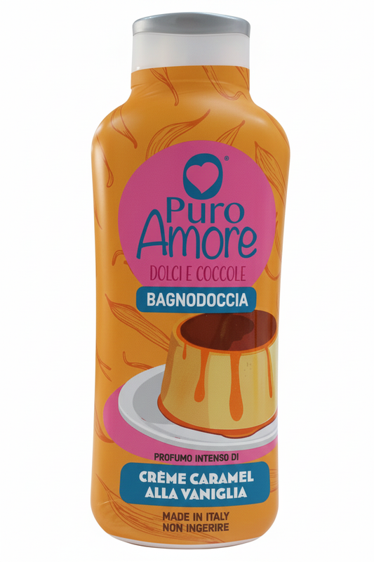 Puro Amore Dolci Coccole Crème Caramel alla Vaniglia bagnodoccia 1000 ml profumo gourmand intenso.