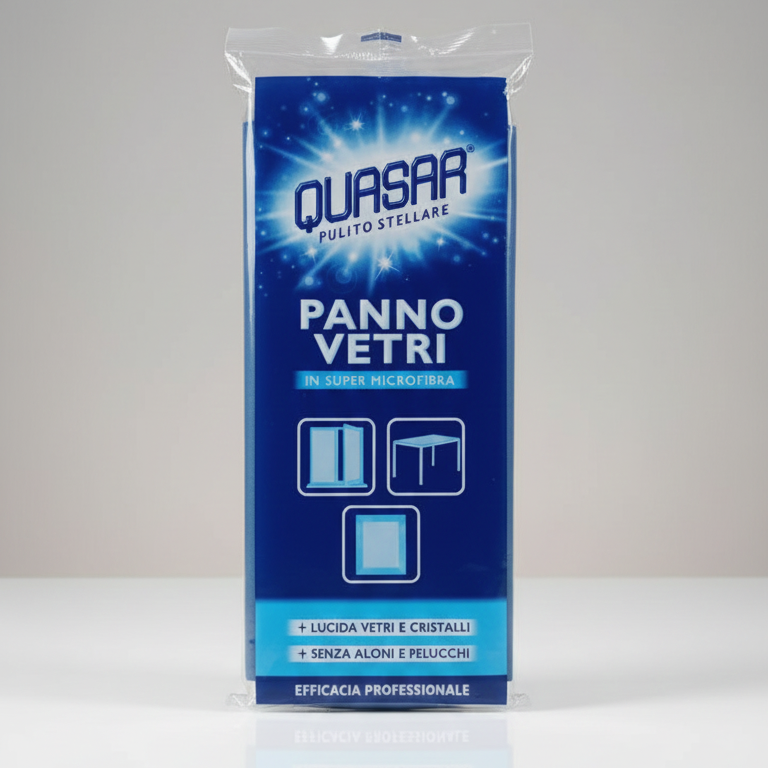 Quasar Panno Vetri Professionale in Microfibra | Anti-Aloni e Zero Pelucchi | Per Cristalli, Specchi e Schermi | Lavabile e Riutilizzabile