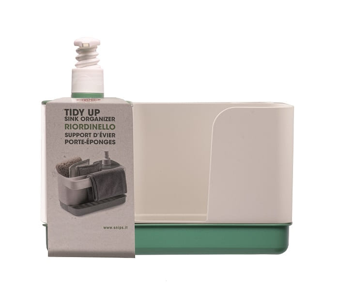Snips Riordinello – Organizer Lavello 3-in-1 con Dispenser Sapone, Porta Spugne e Supporto Panni – 100% Made in Italy