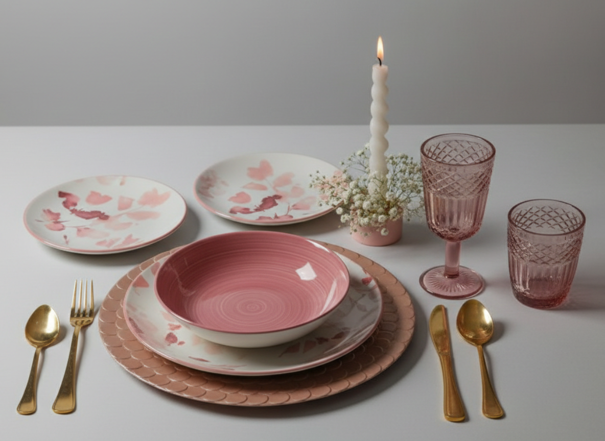 Tognana Servizio Piatti 18 Pezzi Roselyn Linea Madison | In Pregiata Porcellana con Decoro Floreale Rosa | Ideale per 6 Persone