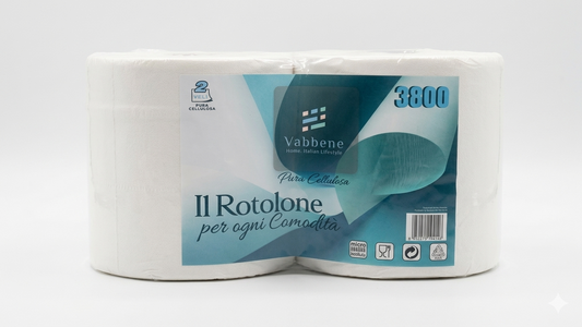 Vabbene Il Rotolone Pura Cellulosa 2 Veli 3800 Coppia Bobine da 4 kg – Massima Assorbenza Uso Professionale