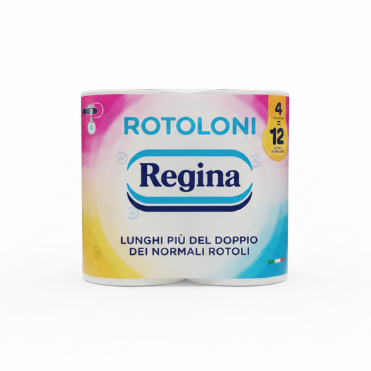 Rotoloni Regina Carta Igienica 2 Veli | Confezione 4 Rotoli Doppia Lunghezza | 100% Pura Cellulosa Certificata FSC® | Morbidezza e Resistenza Garantita
