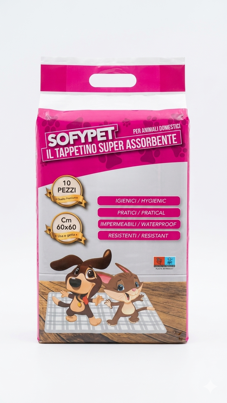 SOFYPET Tappetini Igienici per Animali Domestici 60x60 cm | 10 Pezzi | Impermeabili, Resistenti e Super Assorbenti