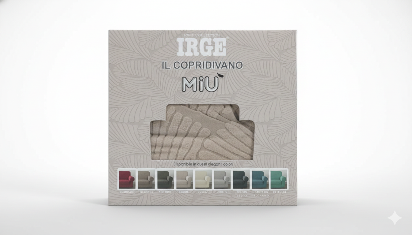 Irge Copridivano MIU Elasticizzato Tinta Unita | Tessuto Moderno Antisfilo | Vestibilità Sartoriale 2, 3, 4 Posti | Protezione Totale Pet Friendly