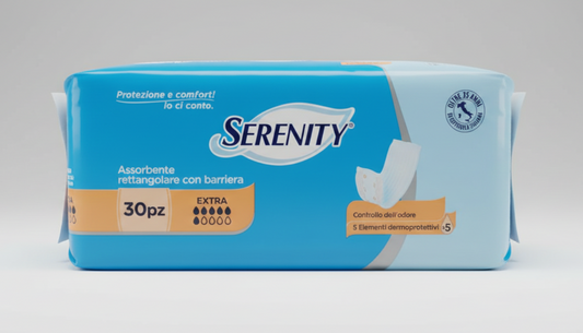 Serenity Classic Pannoloni Rettangolari Extra 30 Pezzi | Inserti Assorbenti Unisex con Barriera Anti-Odore | Massima Libertà di Movimento e Igiene Quotidiana