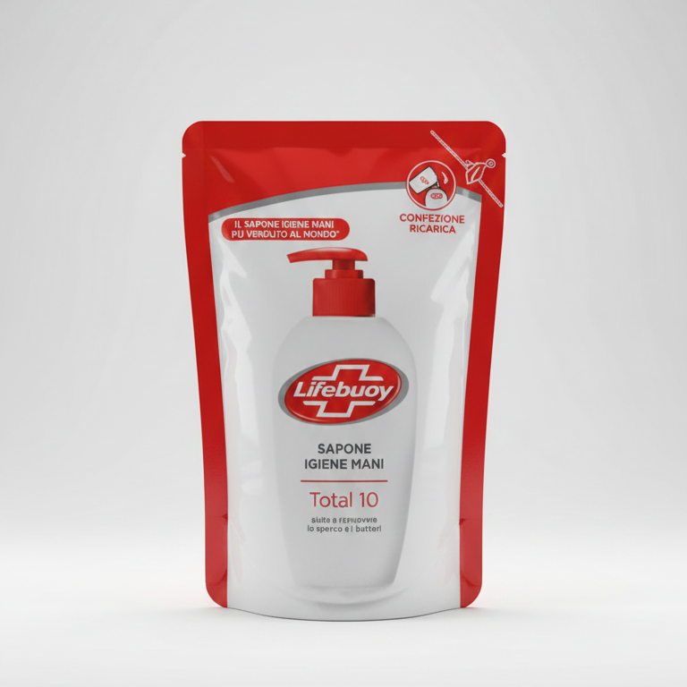 Lifebuoy Sapone Liquido Mani Total 10 Ricarica | Protezione Anti-Batterica Avanzata | pH Neutro e Igiene Profonda | Formato 443 ml
