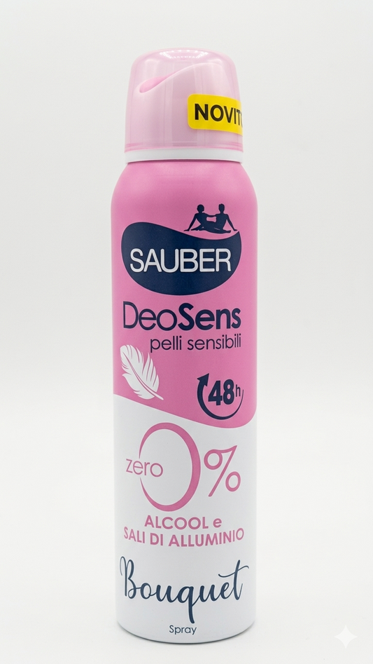 Sauber DeoSens Bouquet Deodorante Spray 150 ml – Protezione 48h Senza Sali d'Alluminio e Alcol – Fragranza Fresca e Fiorita per Pelli Sensibili