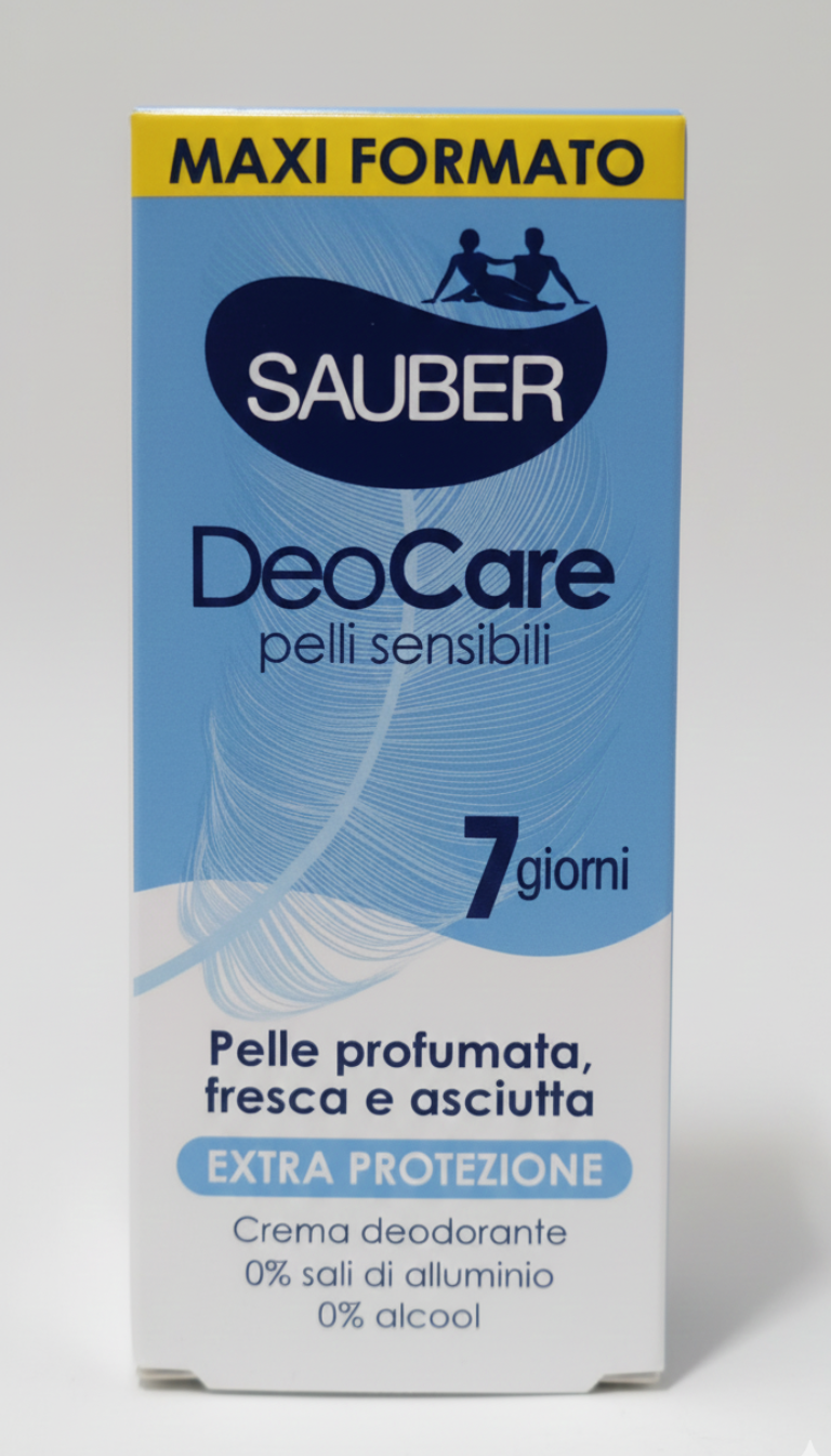 Sauber DeoCare Crema Deodorante 35 ml | Protezione Pelli Sensibili con Ceramidi | 0% Alcool e Sali d'Alluminio