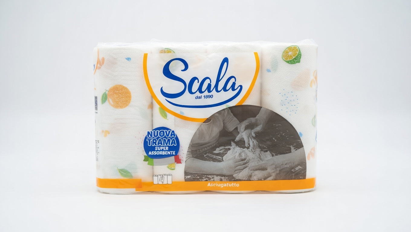Scala Carta Casa Trapuntata Asciugatutto | 4 Rotoli 2 Veli | Nuova Trama Super Assorbente | Formato Convenienza