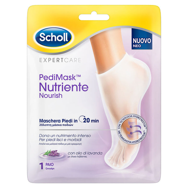 Scholl Expert Care PediMask Nutriente Lavanda 2x10g | Maschera Piedi Relax con Tecnologia Hydro'Restor™ | Idratazione Profonda 24 Ore | Trattamento Calzino 20 Minuti