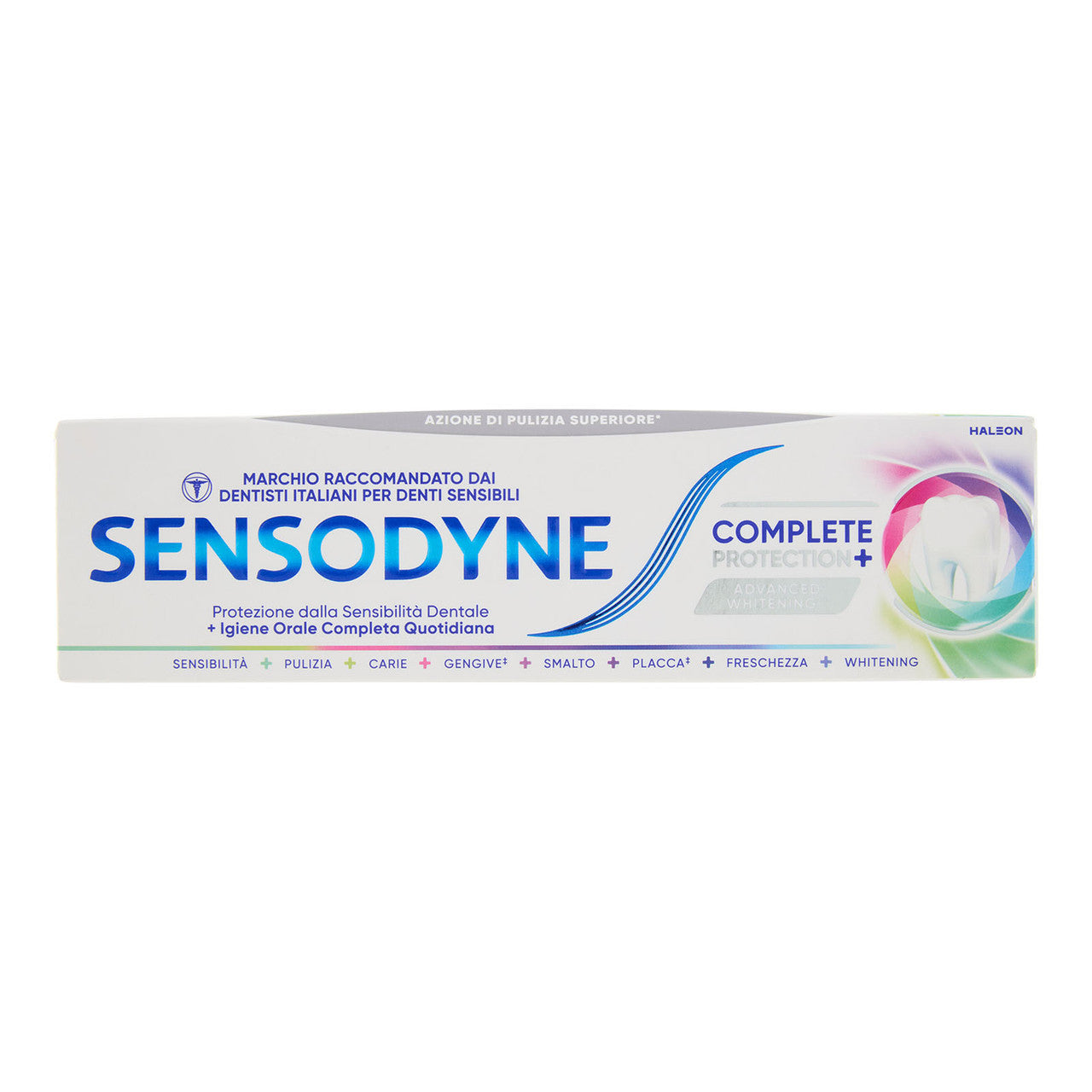 Sensodyne Complete Protection+ Whitening Dentifricio 8 Benefici per Denti Sensibili 75ml – Protezione Clinica Totale contro la Sensibilità e Azione Sbiancante Avanzata