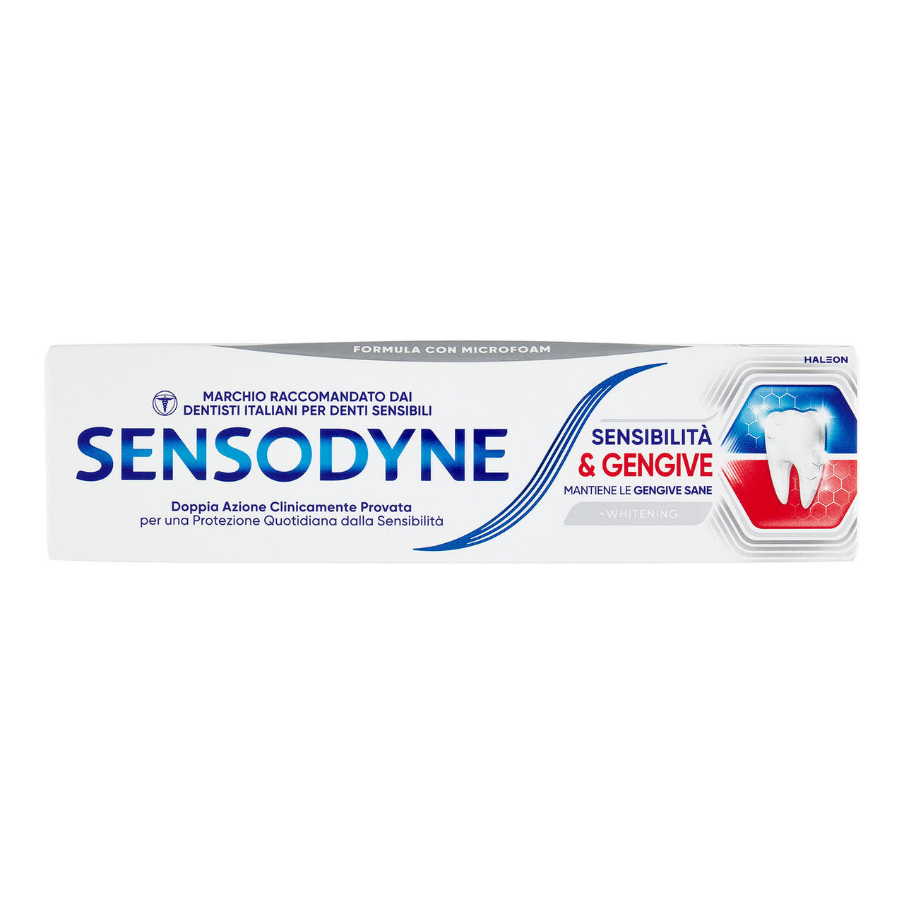 Sensodyne Sensibilità & Gengive Whitening Dentifricio Doppia Azione Micro Foam 75ml – Soluzione Clinica per Denti Sensibili e Gengive Sane