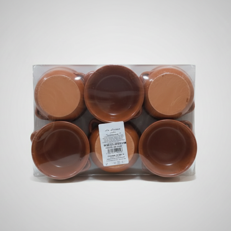 Set 6 Tegamini in Creta e Terracotta Ø 14cm "Cucina della Nonna" | Casseruoline Monoporzione per Zuppe, Legumi e Gratin | Diffusione del Calore Omogenea | Design Artigianale Rustico